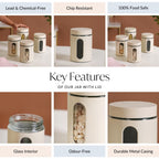 Set Of 4 Glass Storage Canister With Viewing Window 1200ml Nestasia