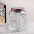Set Of 4 Square Glass Containers With Airtight Lid 1700ml Nestasia