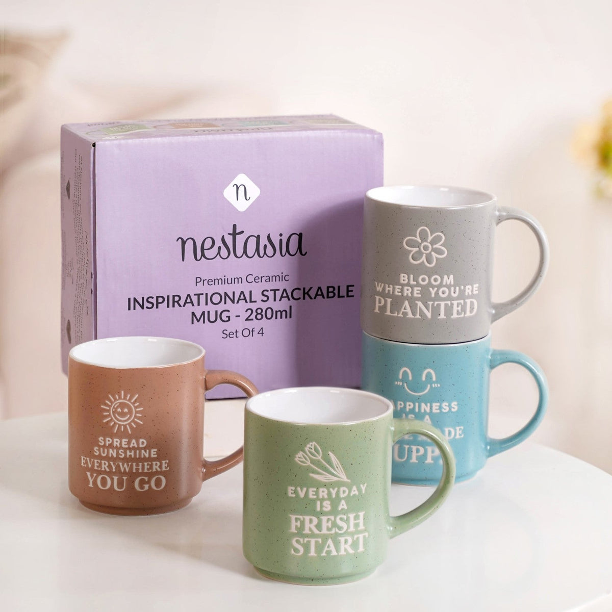 Inspiring Stackable Mug Set Of 4 280ml Nestasia