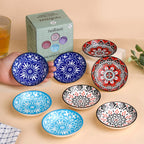 Set Of 8 Floral Mandala Small Ceramic Bowls 70ml Nestasia