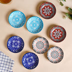 Set Of 8 Floral Mandala Small Ceramic Bowls 70ml Nestasia