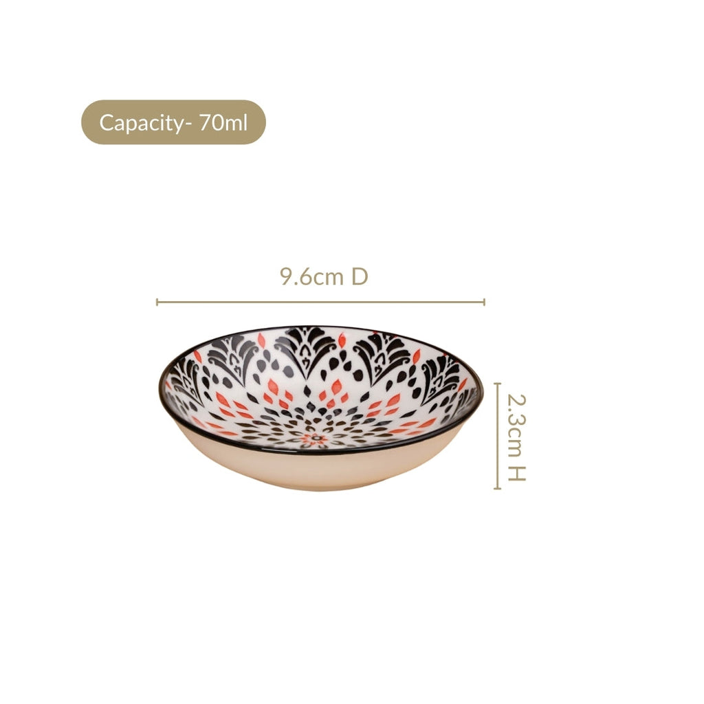 Set Of 8 Floral Mandala Small Ceramic Bowls 70ml Nestasia