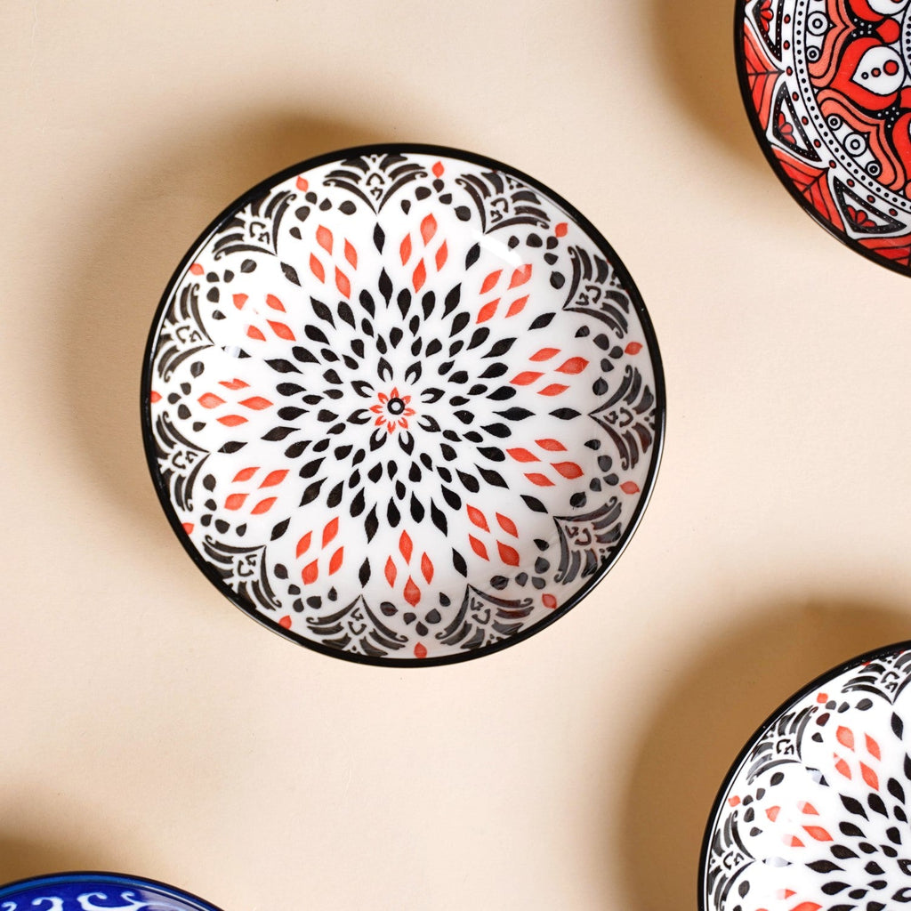Set Of 8 Floral Mandala Small Ceramic Bowls 70ml Nestasia