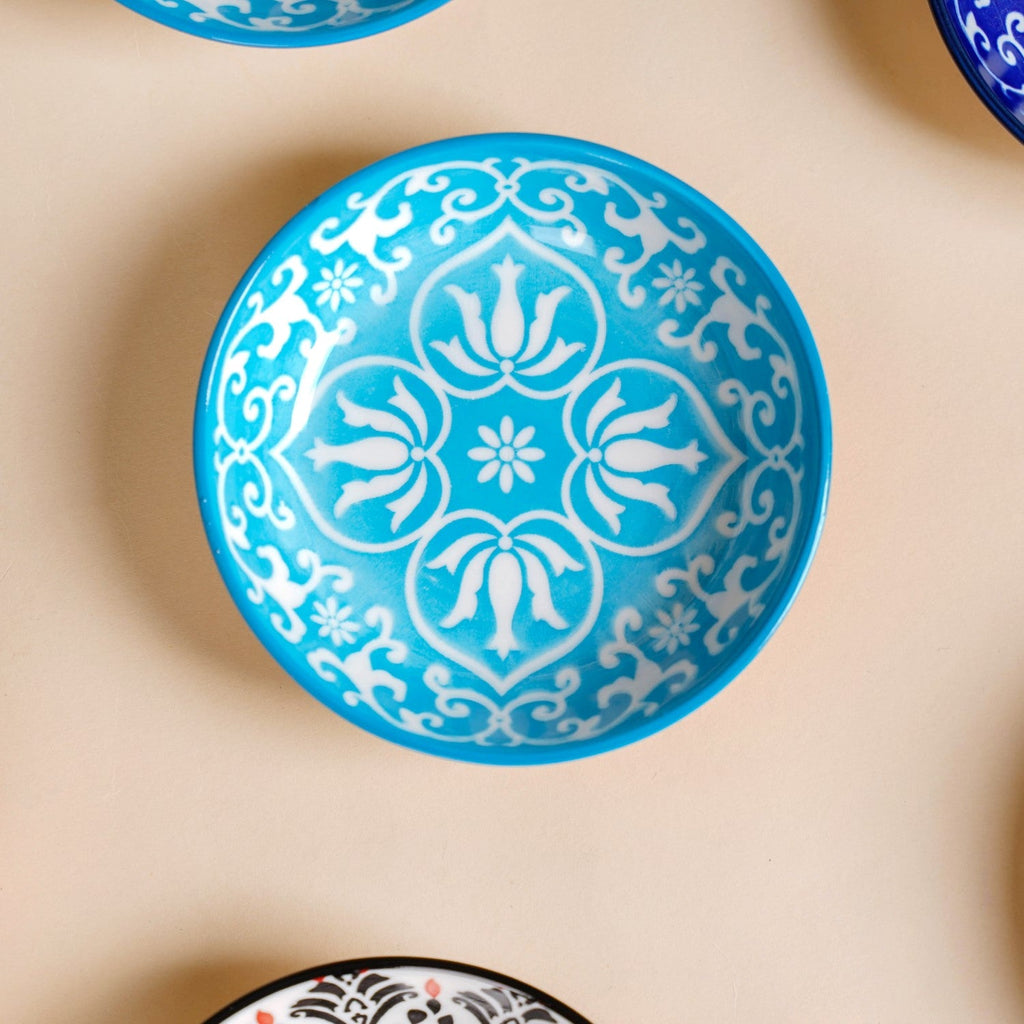 Set Of 8 Floral Mandala Small Ceramic Bowls 70ml Nestasia