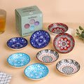 Set Of 8 Floral Mandala Small Ceramic Bowls 70ml Nestasia