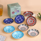 Set Of 8 Floral Mandala Small Ceramic Bowls 70ml Nestasia