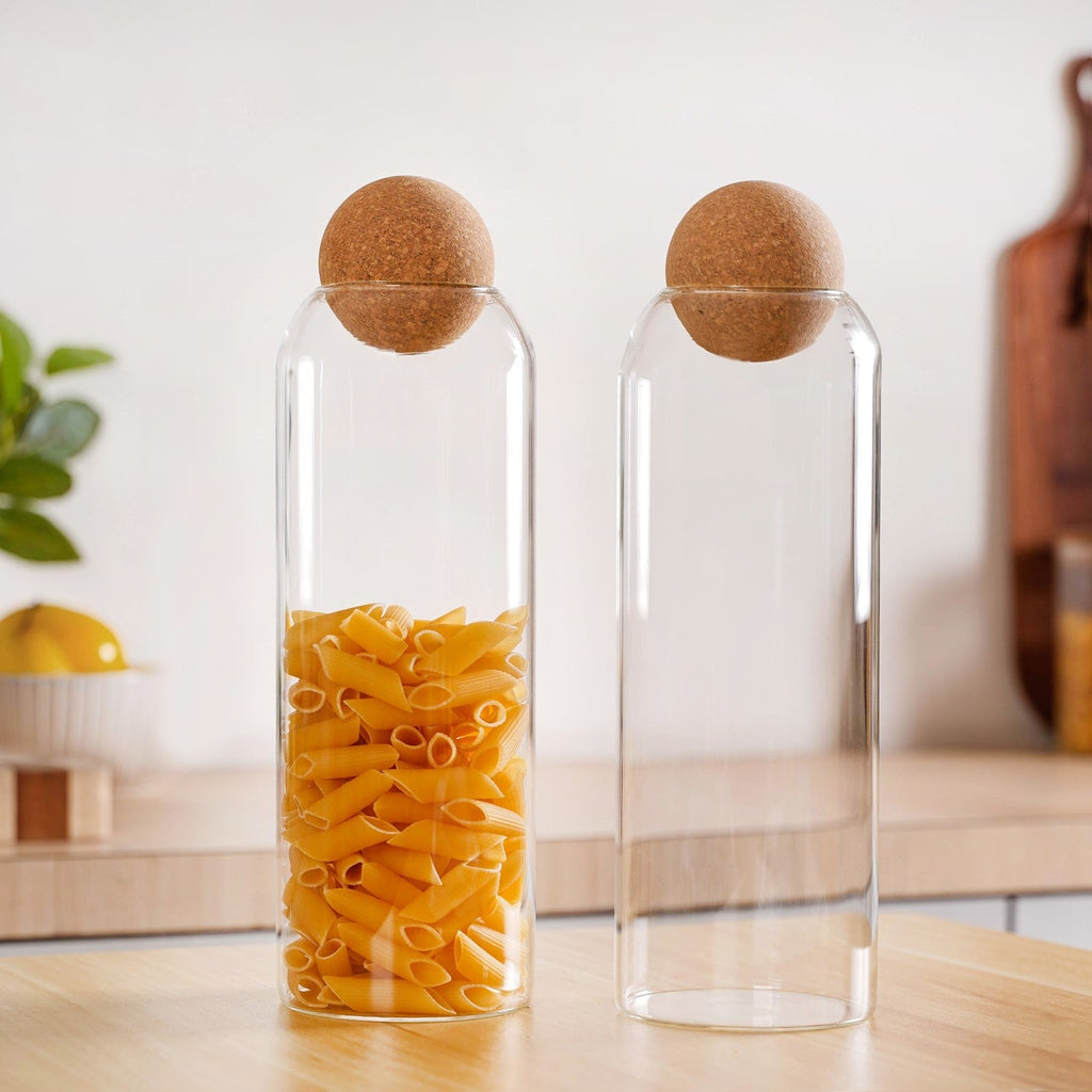 Storage Glass Jars with Cork Ball Lids Set of 2 1300ml Nestasia