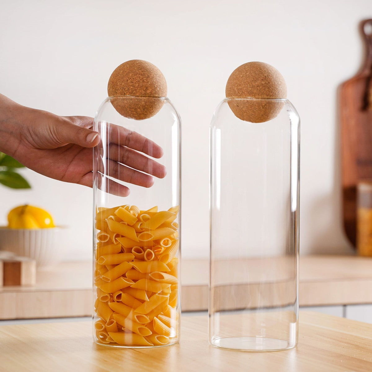 Storage Glass Jars with Cork Ball Lids Set of 2 1300ml Nestasia