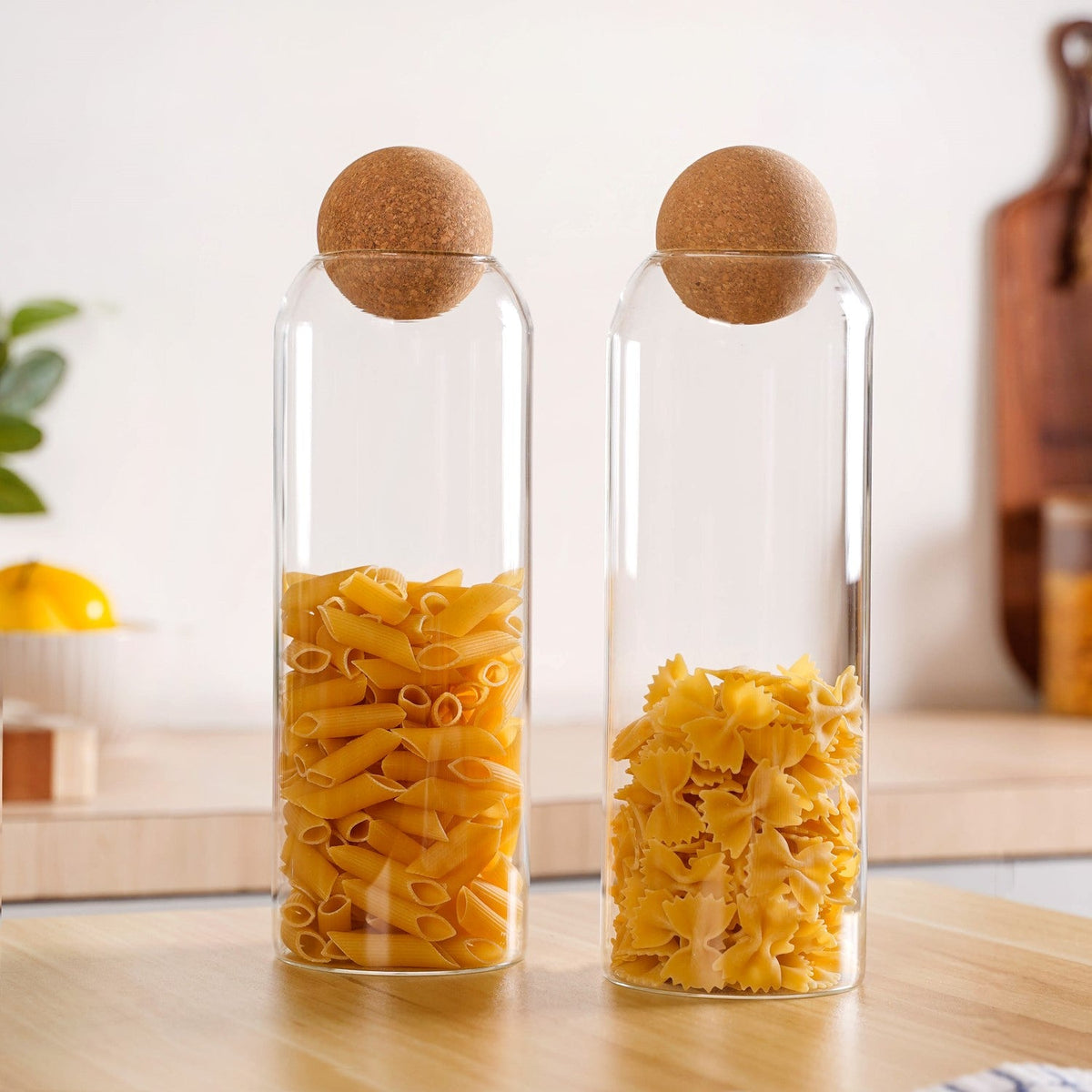 Storage Glass Jars with Cork Ball Lids Set of 2 1300ml Nestasia