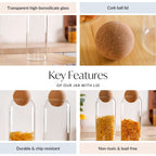 Storage Glass Jars with Cork Ball Lids Set of 2 1300ml Nestasia