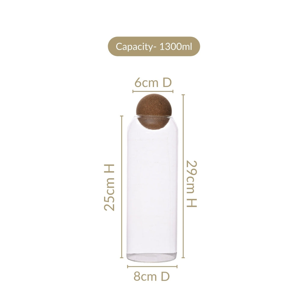 Storage Glass Jars with Cork Ball Lids Set of 2 1300ml Nestasia