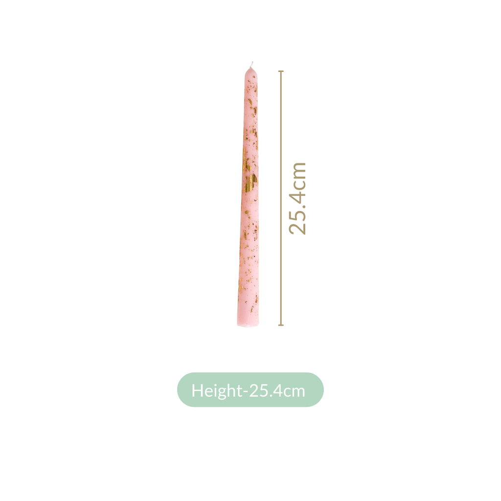 Set Of 8 Gold Glam Pink Taper Candles Nestasia