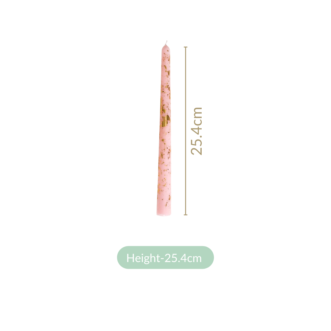 Set Of 8 Gold Glam Pink Taper Candles Nestasia