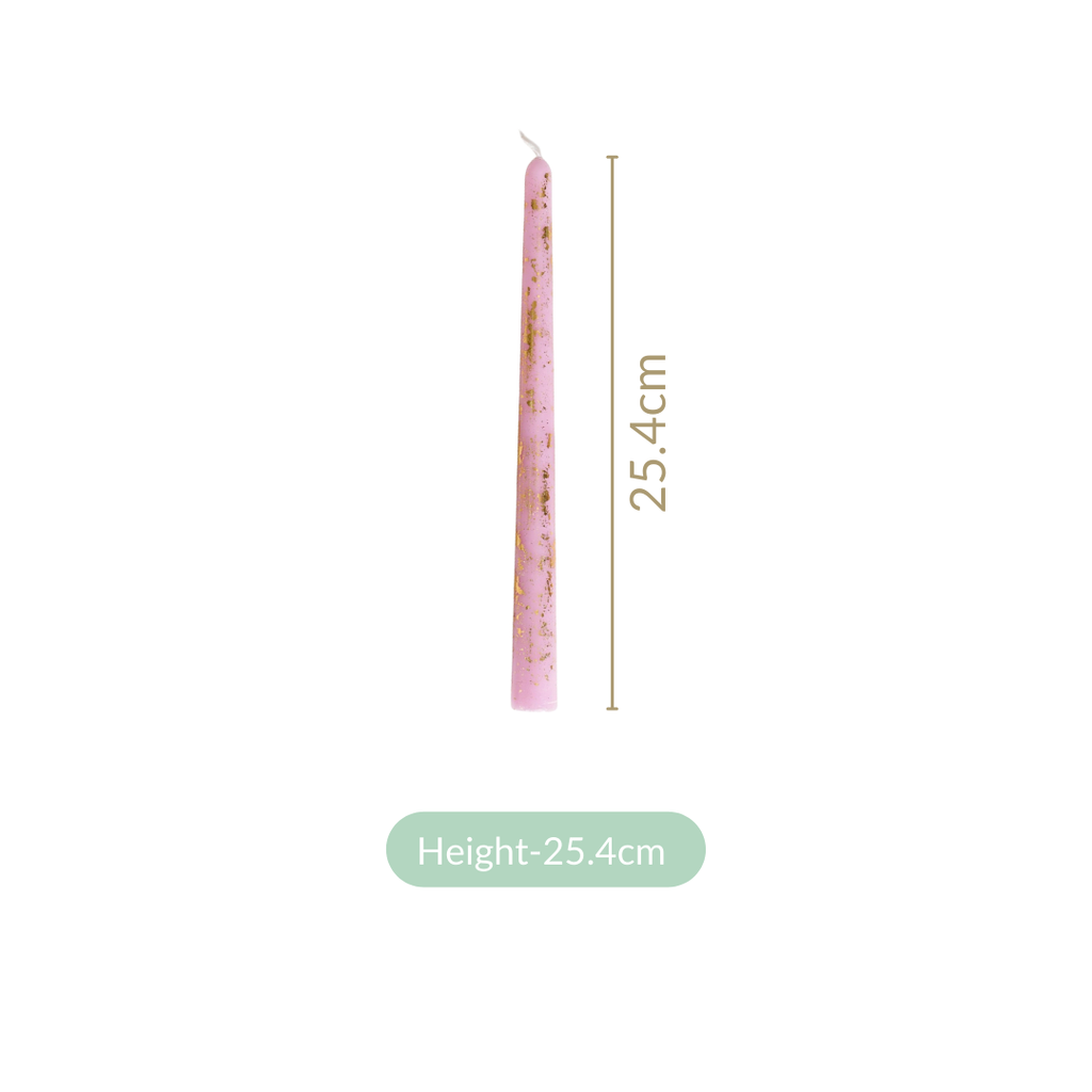 Set Of 8 Taper Candle With Gold Foil Design Lavender Nestasia