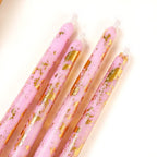 Set Of 8 Taper Candle With Gold Foil Design Lavender Nestasia