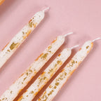 Set Of 8 Taper Candles With Gold Foil White Nestasia