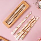 Set Of 8 Taper Candles With Gold Foil White Nestasia