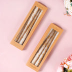 Set Of 8 Taper Candles With Gold Foil White Nestasia