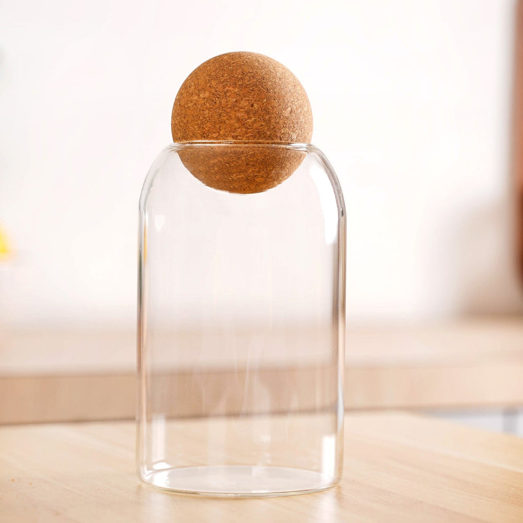 Set Of 2 Cork Ball Glass Jars 750ml Nestasia