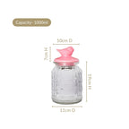 Set Of 2 Pink Bird Ceramic Lid Glass Storage Jar 1000ml Nestasia