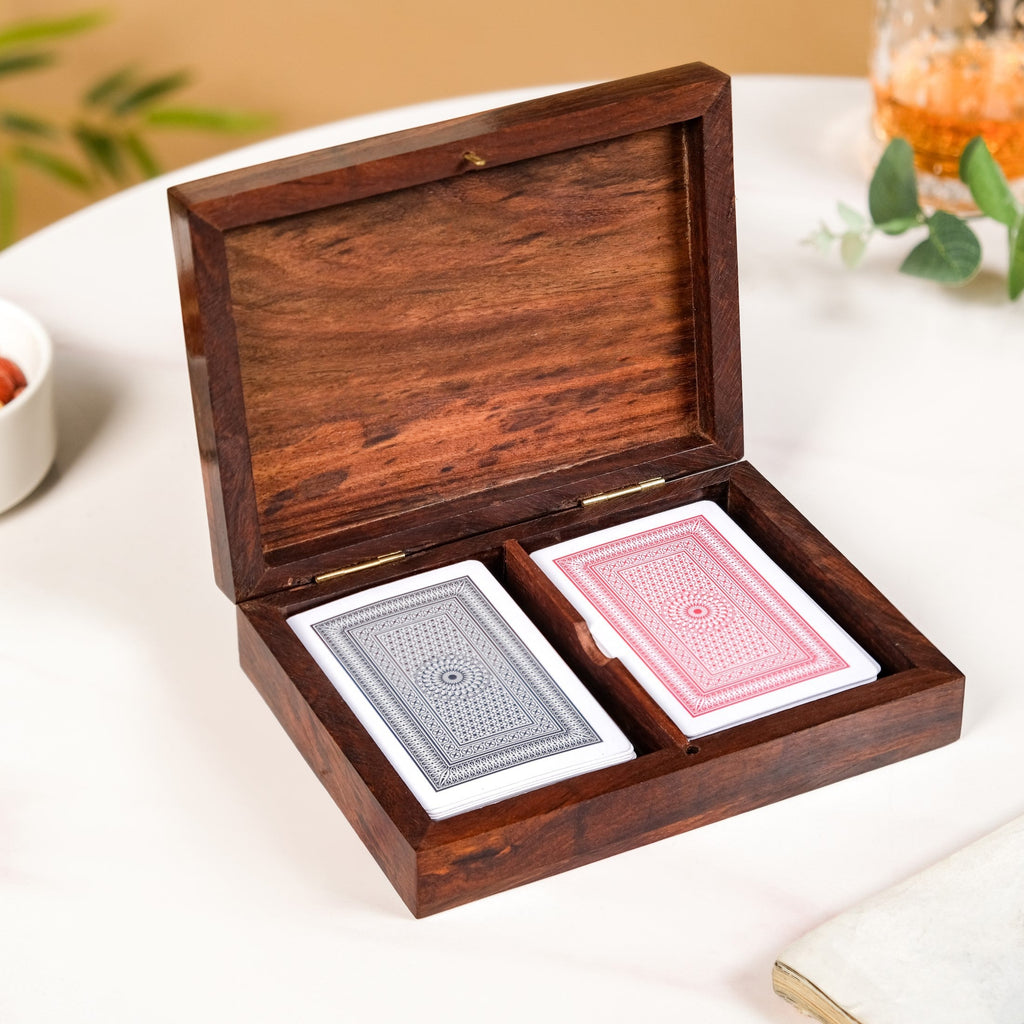 Ace Wooden Card Box With 2 Card Decks Nestasia