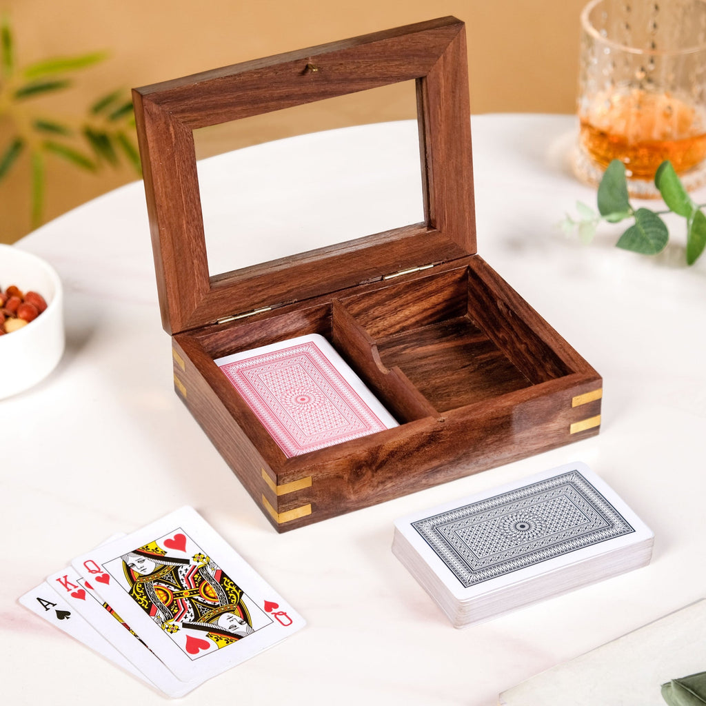 Playing Cards Set Of 2 in Wooden Display Box Nestasia