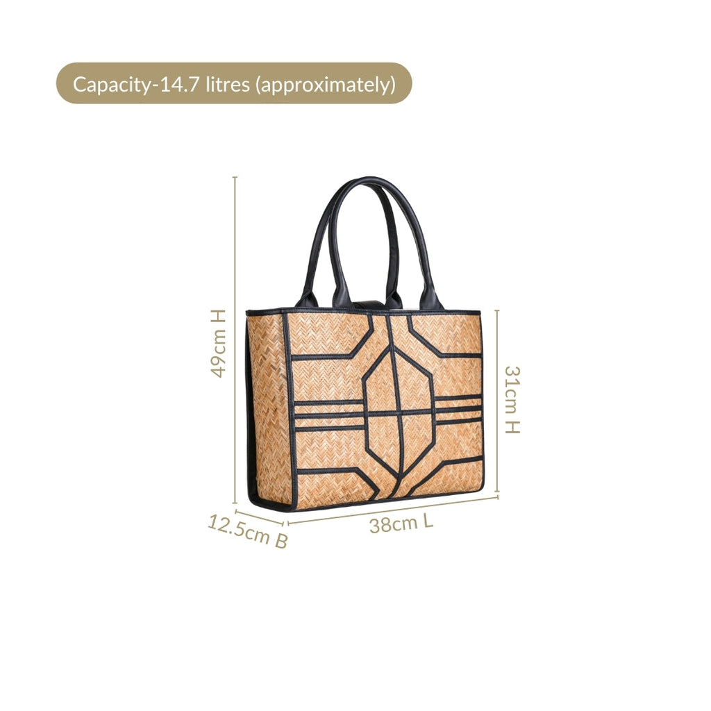 BreezeBag Handwoven Carryall Tote Black Nestasia