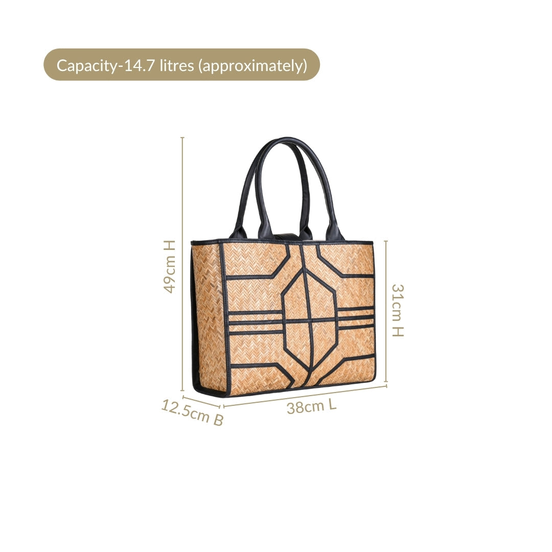 BreezeBag Handwoven Carryall Tote Black Nestasia
