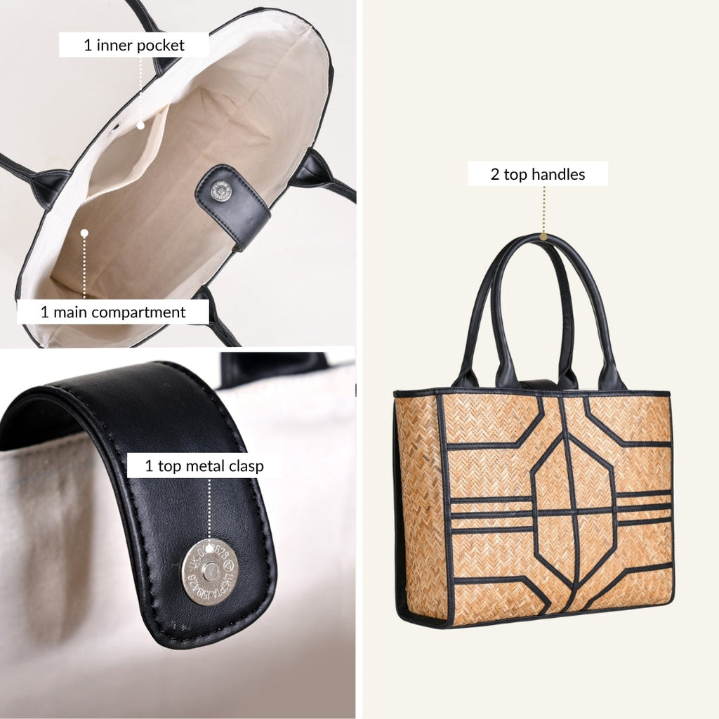BreezeBag Handwoven Carryall Tote Black Nestasia