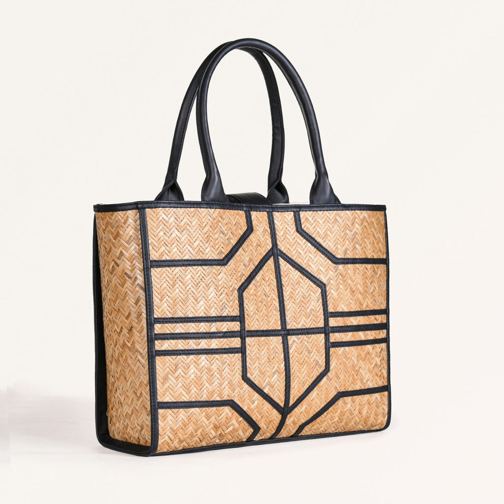 BreezeBag Handwoven Carryall Tote Black Nestasia