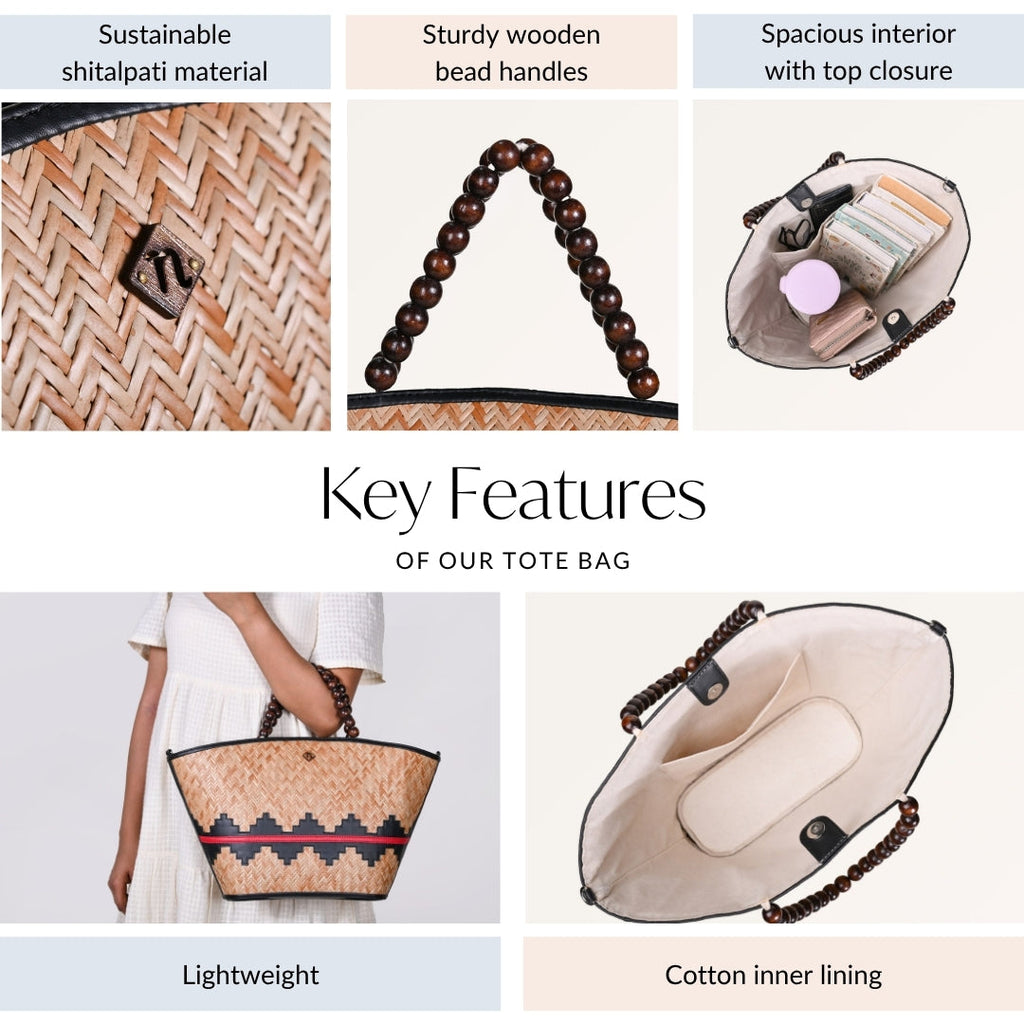Shitalpati Bag With Beaded Handles Nestasia