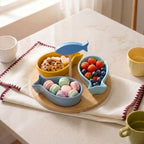 Fish Ceramic Bamboo Platter Set Of 5 Nestasia