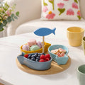Fish Ceramic Bamboo Platter Set Of 5 Nestasia