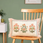 Earth Bud Embroidered Cotton Cushion Cover 50x35cm Nestasia