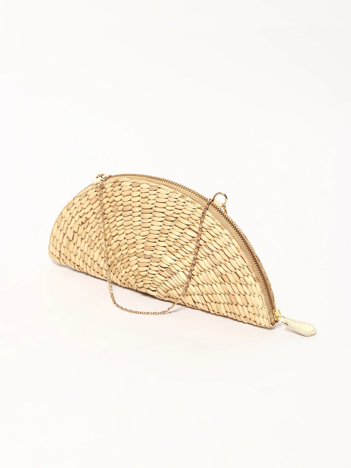 Handmade Seagrass Half Moon Clutch