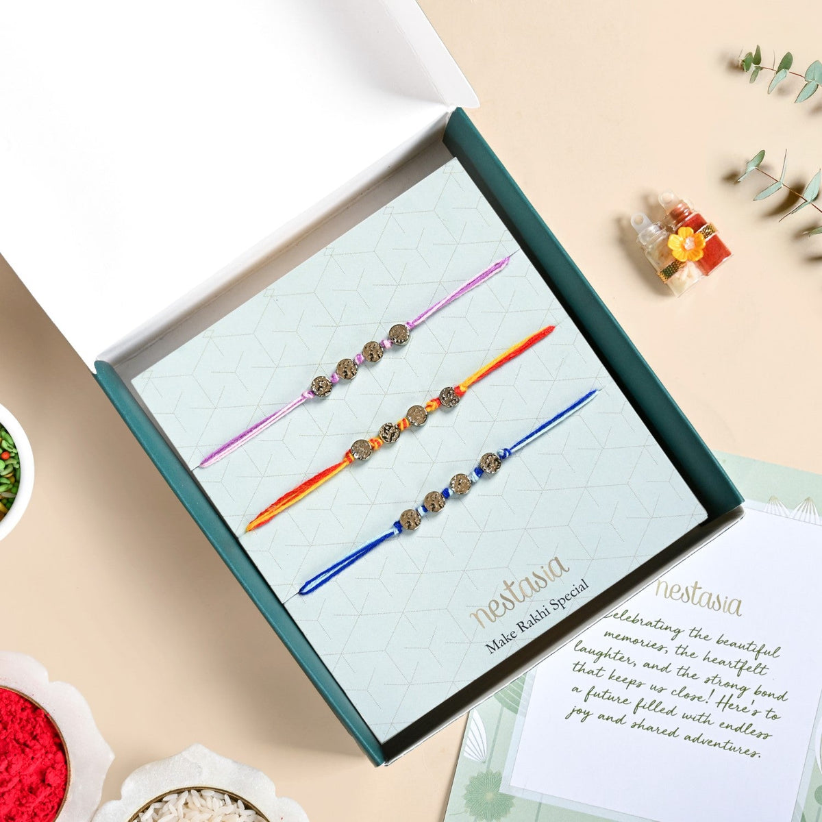Moon Stone Rakhi Gift Set For Brother Nestasia