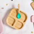 Silicone Suction Base Wooden Plate For Kids With Spoon Nestasia