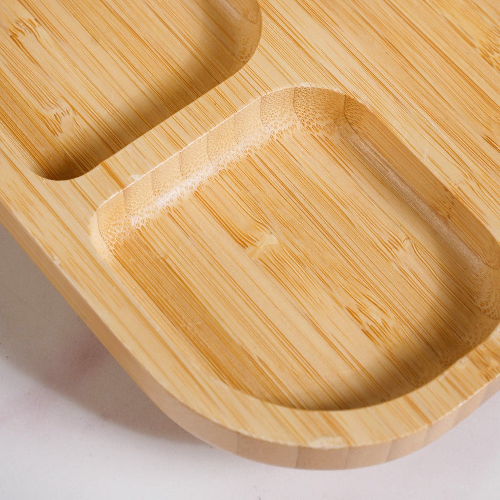 Silicone Suction Base Wooden Plate For Kids With Spoon Nestasia