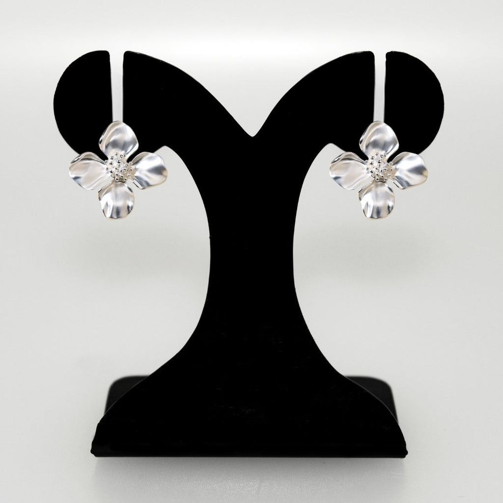 Silver Cornus Bloom Statement Earrings Nestasia