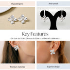 Silver Cornus Bloom Statement Earrings Nestasia
