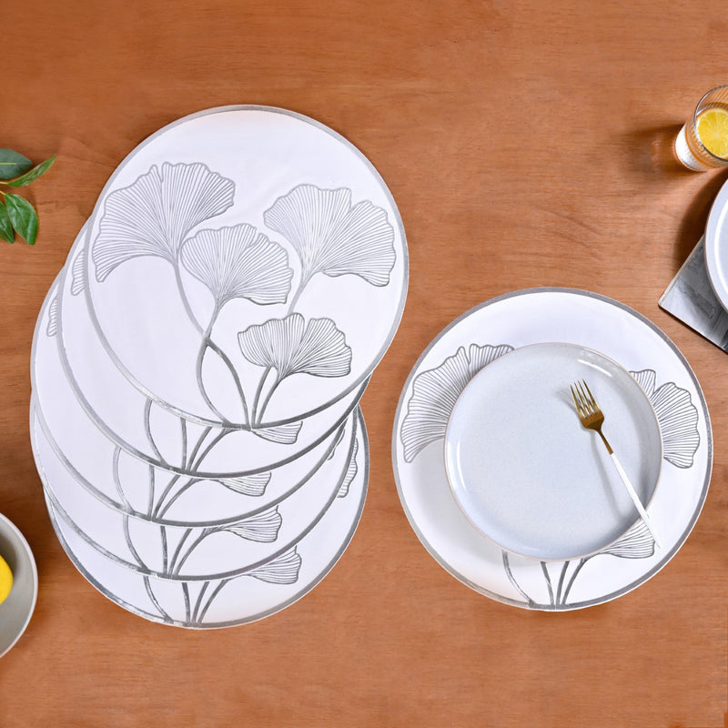 Silver Ginkgo Dining Table Mat Set Of 6 Nestasia