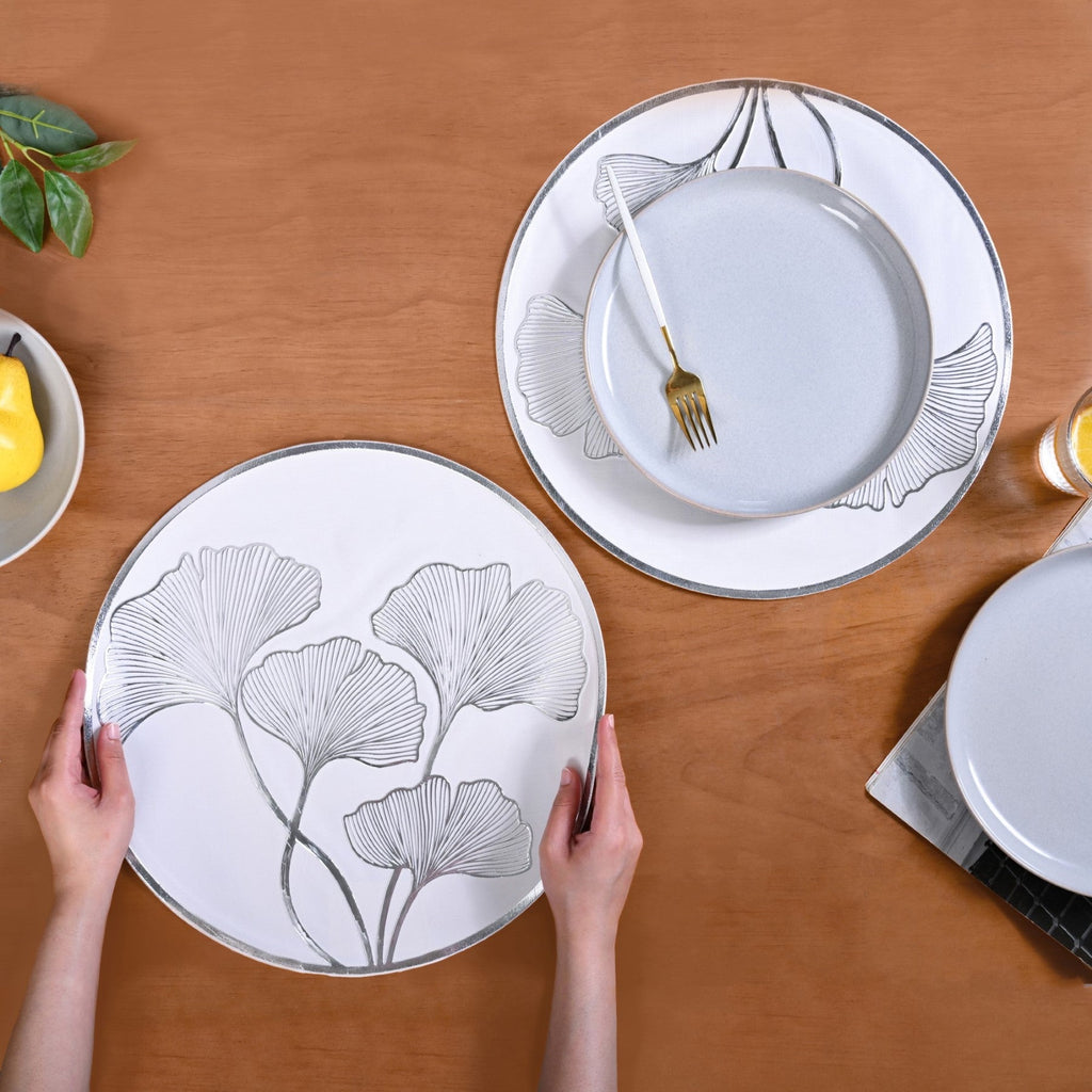 Silver Ginkgo Dining Table Mat Set Of 6 Nestasia