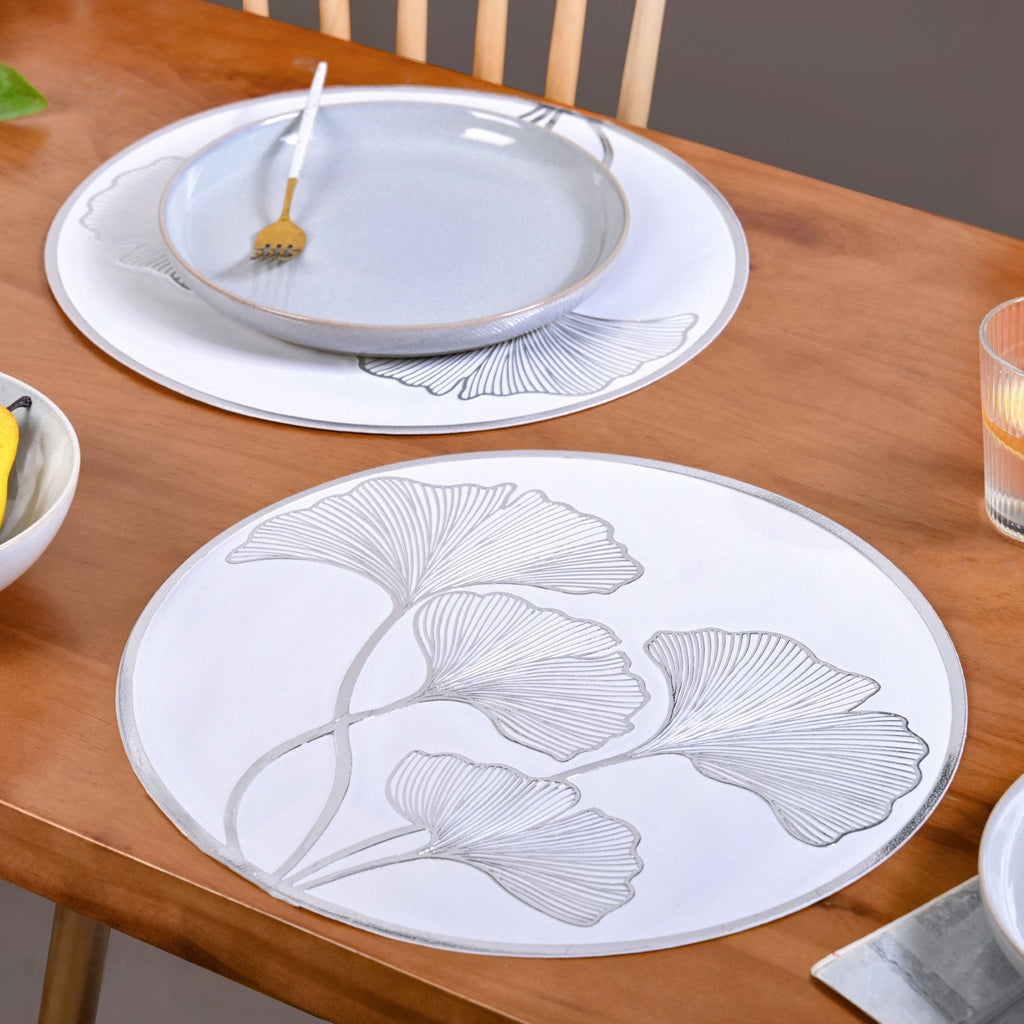 Silver Ginkgo Dining Table Mat Set Of 6 Nestasia