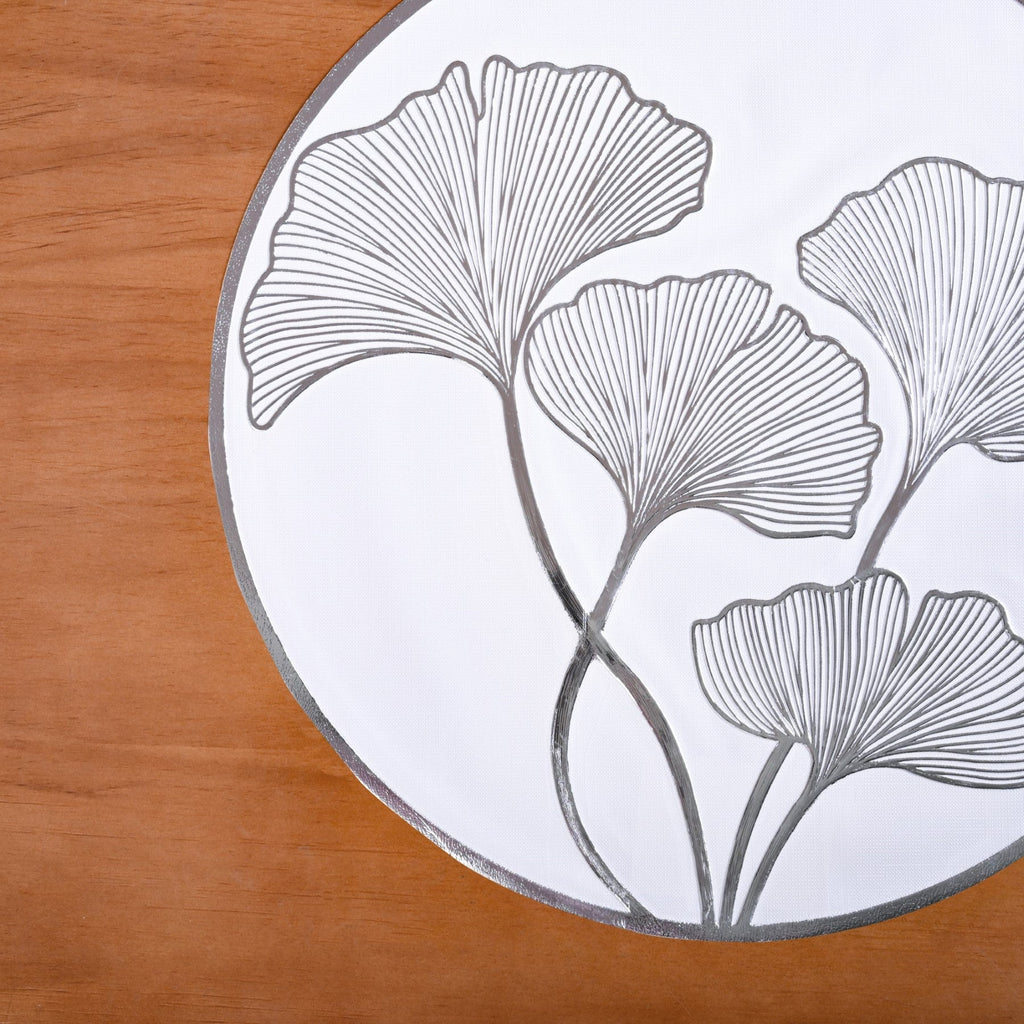 Silver Ginkgo Dining Table Mat Set Of 6 Nestasia