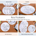 Silver Ginkgo Dining Table Mat Set Of 6 Nestasia