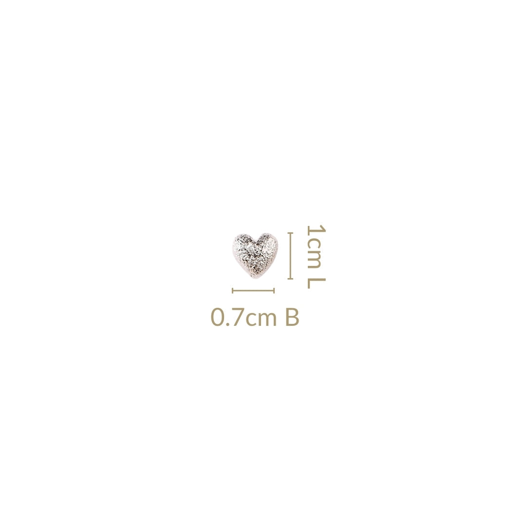 Silver Heart Textured Studs Nestasia
