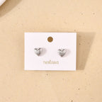 Silver Heart Textured Studs Nestasia