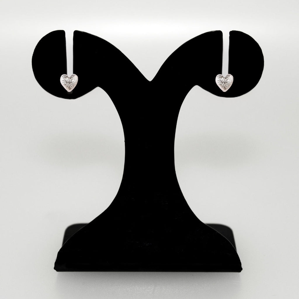 Silver Heart Textured Studs Nestasia