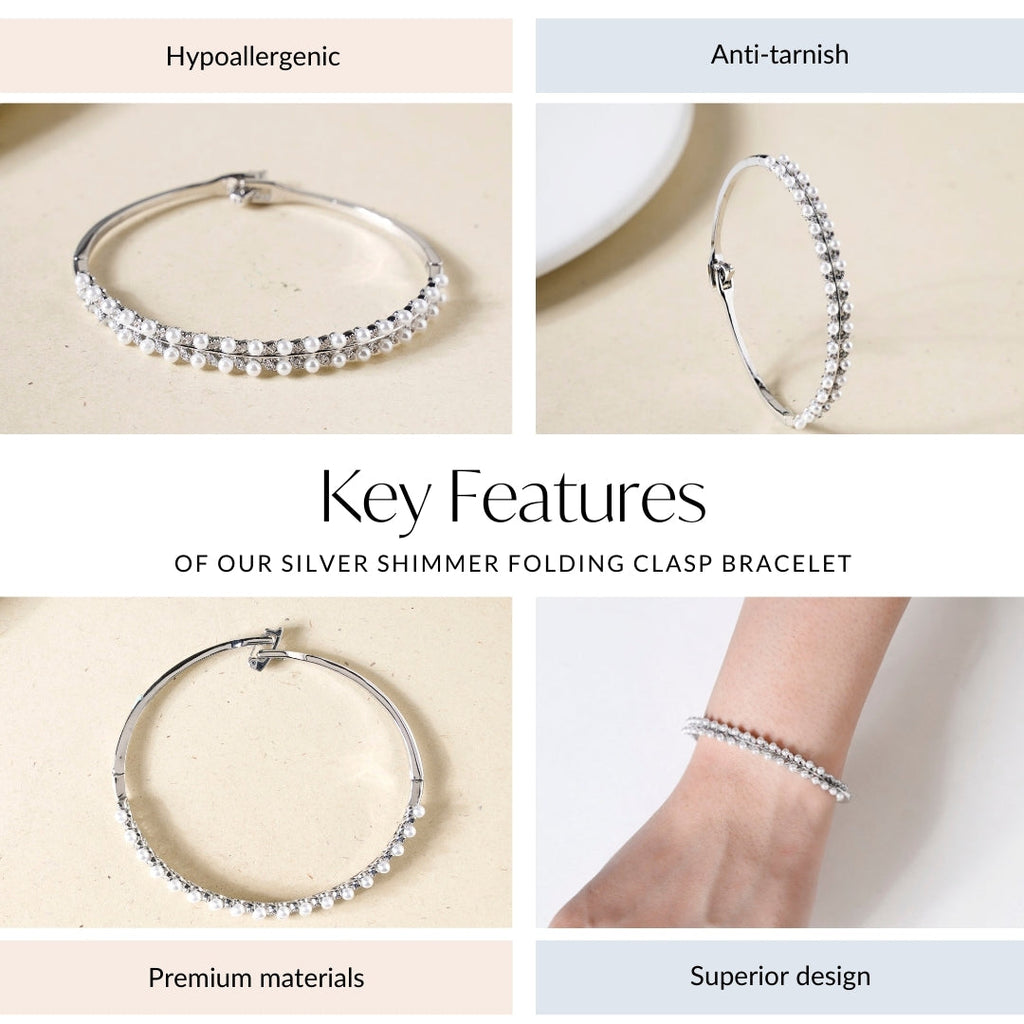 Silver Shimmer Folding Clasp Bracelet