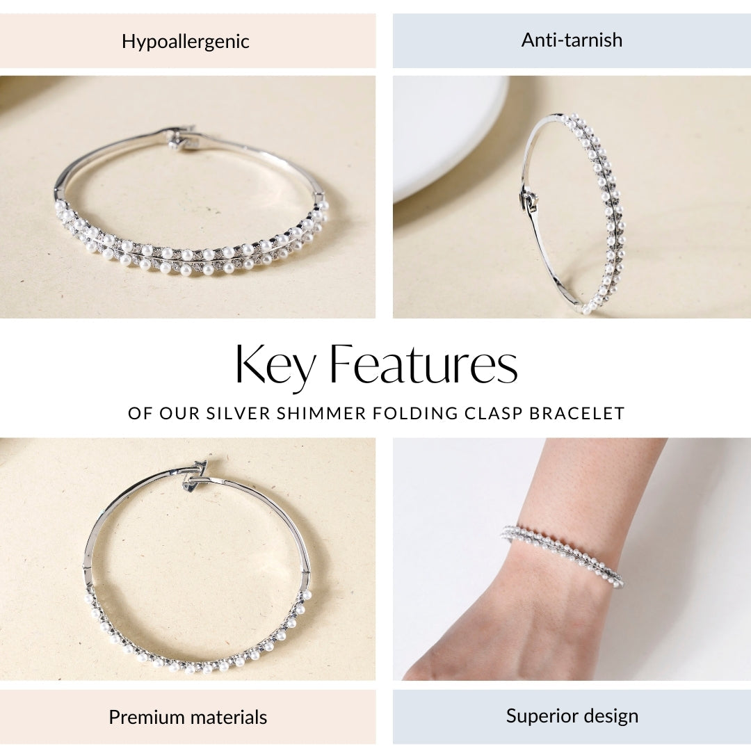 Silver Shimmer Folding Clasp Bracelet